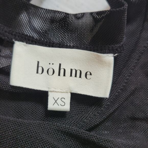 Bohme Size XS Black Sheer Mesh Long Sleeve Top Goth Punk Layering dark romance - Picture 7 of 9